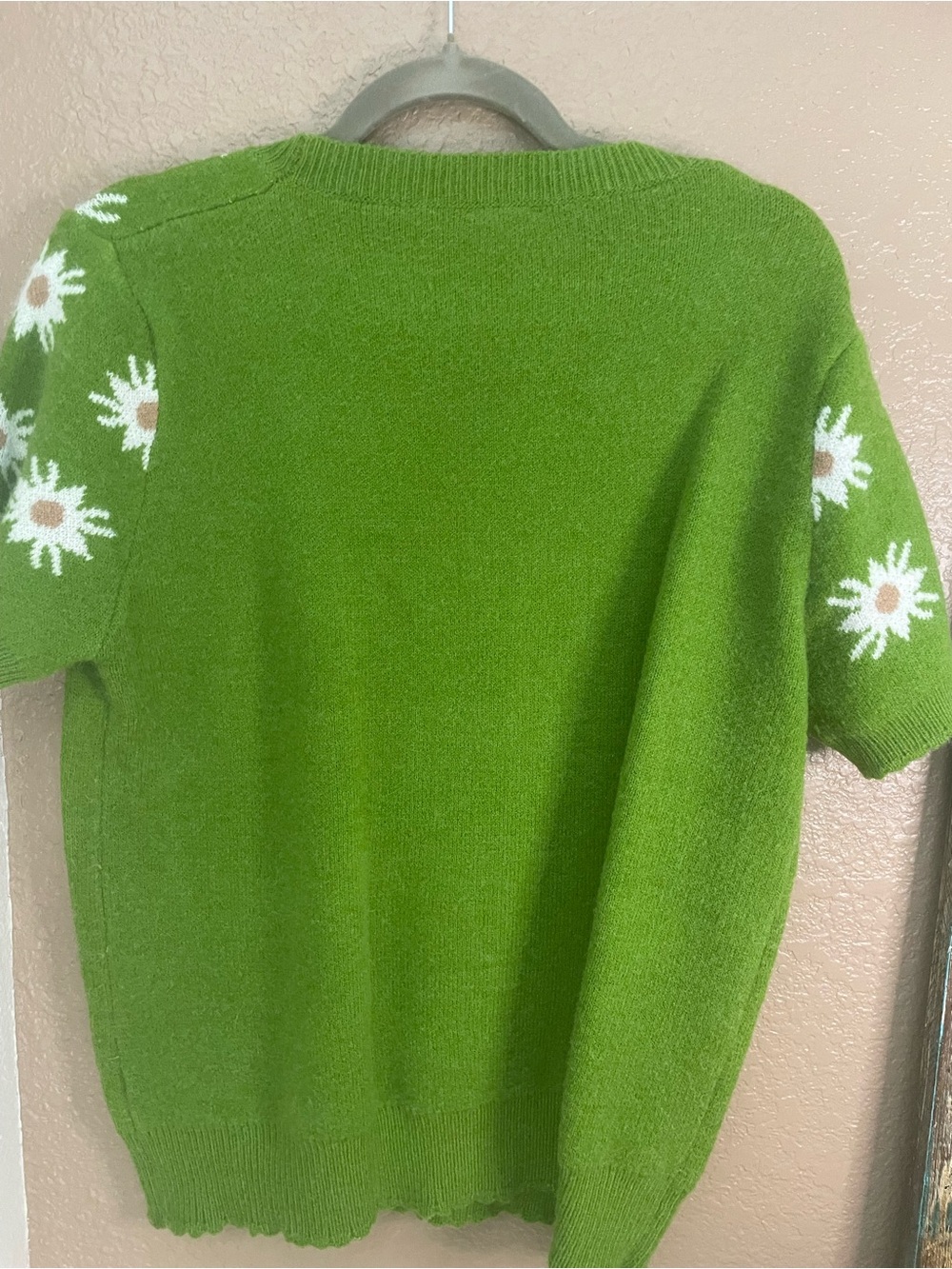 BIBI Green Daisy Knit Short Sleeve Sweater - Picture 3 of 3